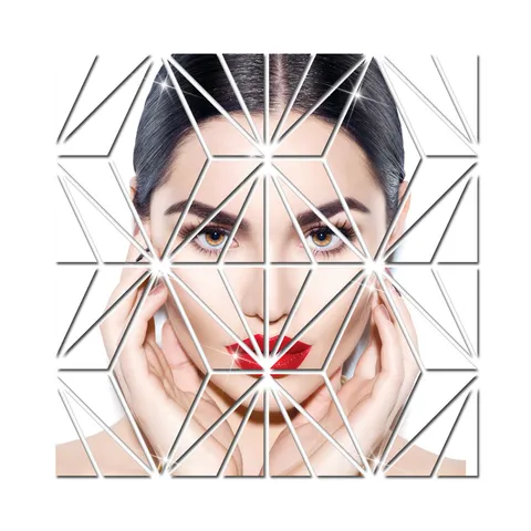 3D Geometric Puzzle Acrylic Wall Sticker Crystal Mirror Sticker Waterproof Self Adhesive Home Decor For Living Room Bedroom