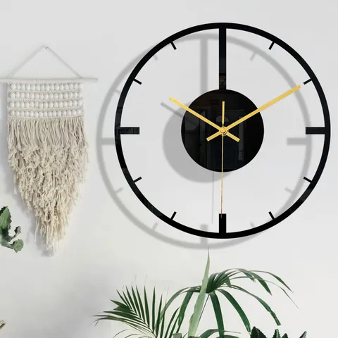 Modern Minimalist Acrylic Wall Clock Silent Sweep Movement Round Black Decorative Clock For Living Room Office Home Decor