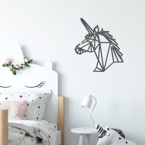 Geometric Unicorn Acrylic Mirror Wall Sticker Modern Minimalist 3D Self Adhesive Art Decal For Kids Room Bedroom Home Decor Living Room