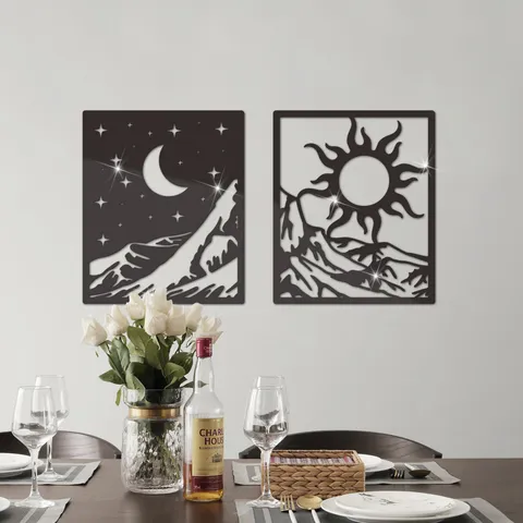 3D Acrylic Sun Moon Mirror Wall Sticker Self Adhesive Abstract Home Decor Wall Decal For Living Room Bedroom