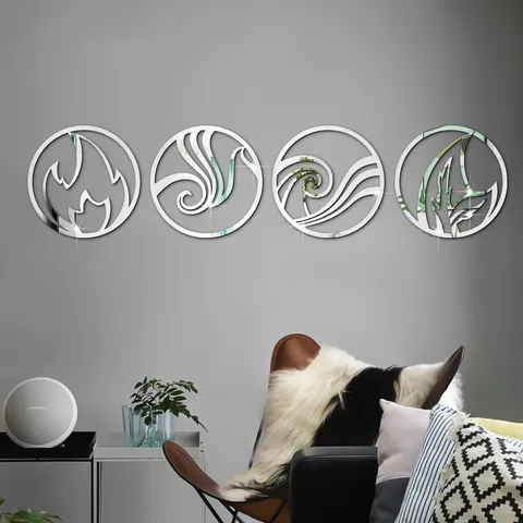 3D Acrylic Mirror Wall Sticker Geometric Elements Self Adhesive Art Decal For Living Room Bedroom Home Decor