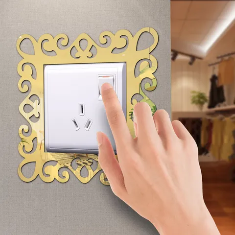Acrylic Mirror Square Switch Sticker Reflective Wall Decor Sticker For Living Room Bedroom