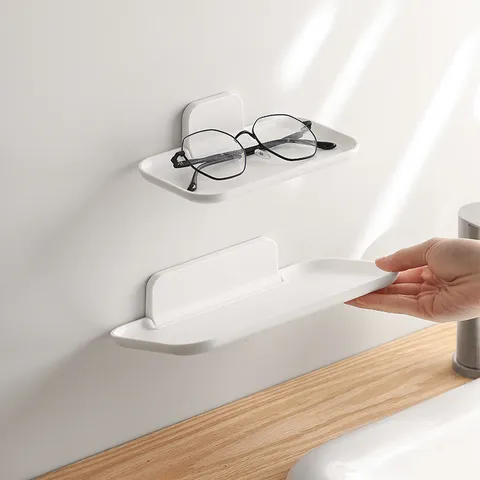 Wandmontiertes Faltbares Aufbewahrungsregal Lochfreier Kunststoff Organizer Für Badezimmer Toilette Brille Handy Uhr Kleinkram