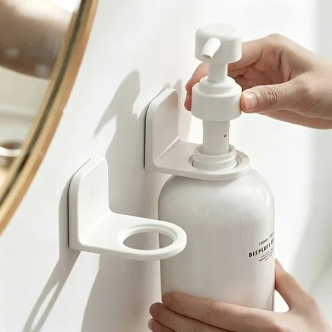 Supporto a Parete per Flacone di Bagnoschiuma Scaffale Porta Shampoo in Plastica Senza Foratura Organizzatore per Bagno