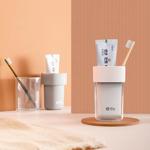 Tragbarer Reise Zahnbürstenhalter Koffer Doppelschicht Mundspülbecher Plastik Zahnbürste Aufbewahrungsbox Für Bad Tägliche Reise
