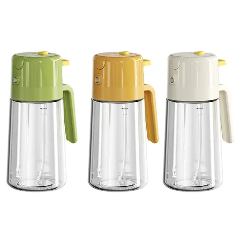 Kitchen Oil Dispenser Bottle Glass Two-in-One Spray and Pour Cruet Automatic Open-Close Leak-Proof Cooking Oil Bottle
