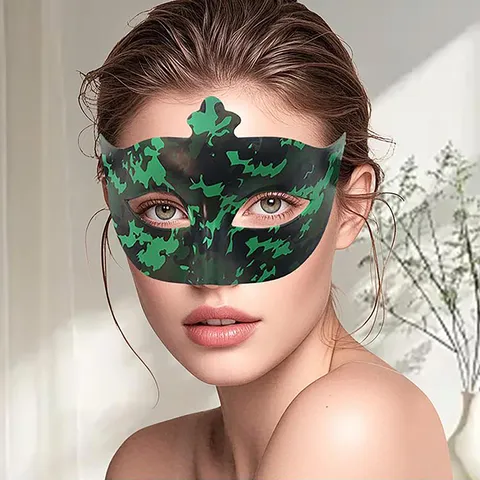 Kunststoff Halbgesicht Camouflage Maske Maskerade Party Requisiten Halloween Festival Kostüm Zubehör Cosplay Dekoration