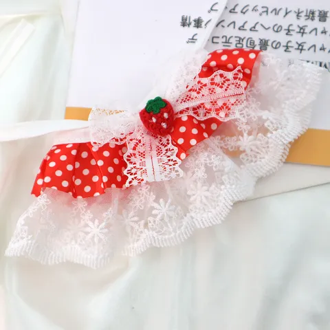 Cute Pet Bib Scarf Polka Dot Lace Collar With Fruit Decor Adjustable Cat Dog Neckwear Pet Fashion Accessories