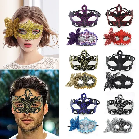 Maskerade Vlinder Masker Paar Set Mardi Gras Feest Kostuum Rekwisieten Venetiaans Kant Halfgelaat Maskers Voor Vrouwen Mannen
