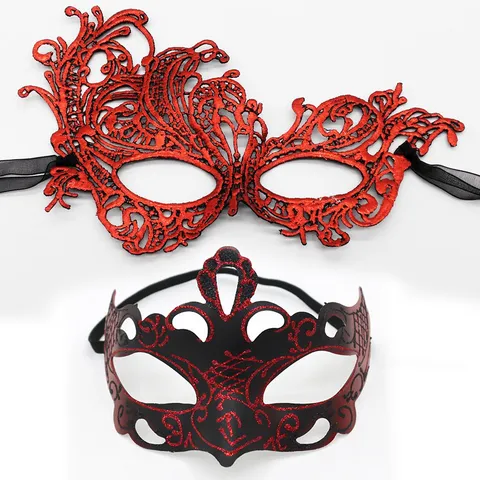 Ensemble de Masque de Mascarade Masque Demi-Visage en Dentelle Couronne de Phénix Fête Bal Halloween Carnaval Accessoire de Scène