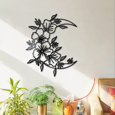 3D Acryl Spiegel Wandaufkleber Blumen Mond Kunst Design Selbstklebend Wohnzimmer Schlafzimmer Dekorative Wandtattoo