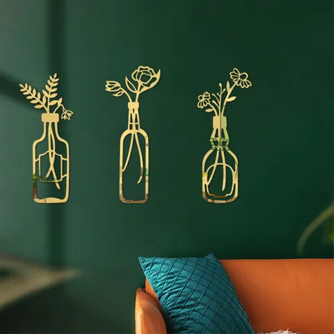 3D Acryl Spiegel Wandtattoos Vase Blume Topf Kunst Aufkleber Selbstklebend Heim Dekor