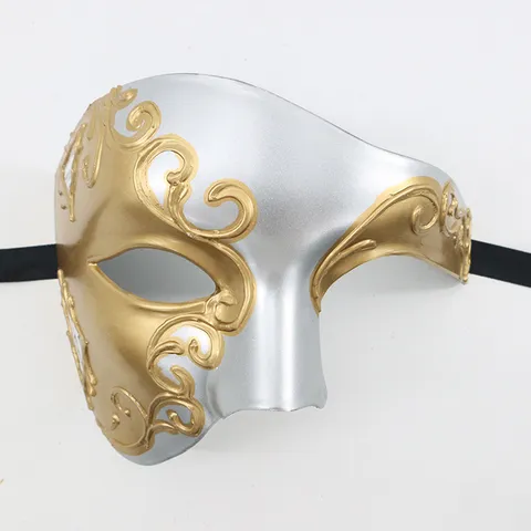 Venetiaans Heren Opera Phantom Maskerade Retro Romeins Half Gezicht Masker Cosplay Halloween Oogmasker Plastic Feest Kostuum Rekwisieten