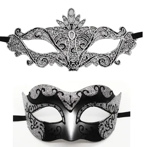 Carnaval Fiesta Baile de Máscaras Conjunto de Pareja Encaje Estampado en Caliente Lirio Máscara Mardi Gras Prom Accesorios de Disfraces