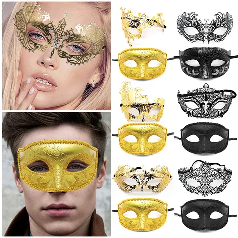 Halloween Mascarade Masque Strass Métal Demi-Visage Masque Fête Masque Yeux Ensemble Accessoires Costume Vénitien