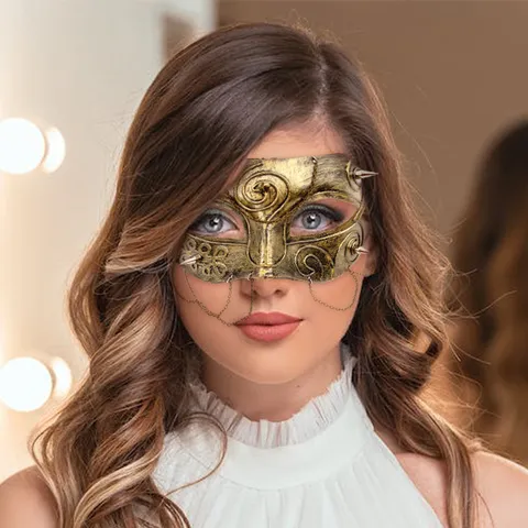 Halloween Retro Punk Halbgesichtsmaske Maskerade Kostüm Party Requisite Kette Niete Venezianische Maske Für Erwachsene