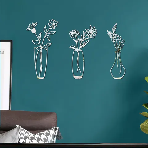 Modernes 3D Acryl Spiegel Blumenpott Wandaufkleber Selbstklebende Heimdekoration