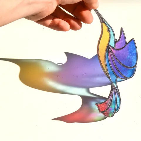 Acrylic Hummingbird Sun Catcher Stained Glass Window Hanging Ornament UV Printed Colorful Bird Home Decor Garden Living Room Gift