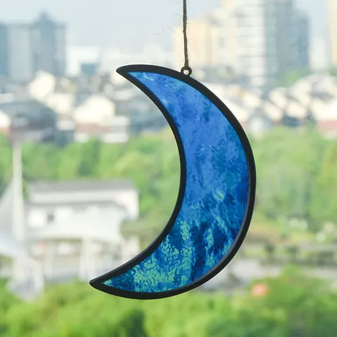 Acrílico Media Luna Atrapasol Ventana Colgante Adorno Estilo Vidriera Colgante Decorativo Para Hogar Sala de Estar