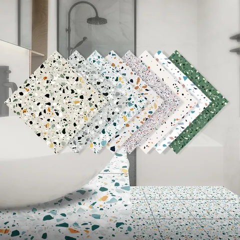 Terrazzo Floor Stickers Self Adhesive Waterproof Tile Stickers Marble Anti Slip Film Wall Stickers For Home Decor