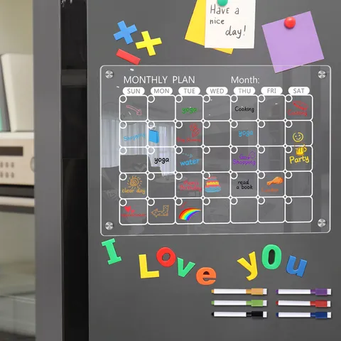 Transparent Acrylic Weekly Plan Memo Board Magnetic Dry Erase Calendar Board With Markers For Office Home Kitchen