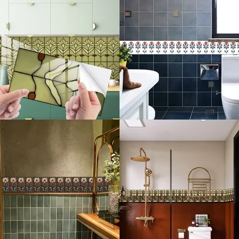 Adesivi Murali con Mattoni Smaltati Retro Cucina Bagno Autoadesivi Impermeabili in PVC Decorativi
