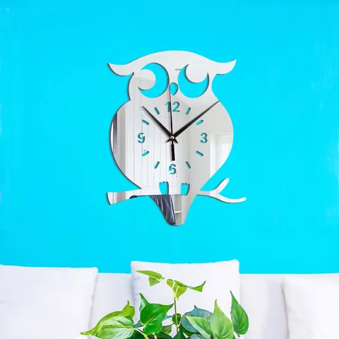 Acrylic Owl Wall Clock Modern Minimalist Mirror Wall Sticker Silent Sweep Movement Decorative Clock For Living Room Bedroom