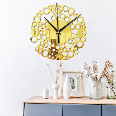 Acrylic Mirror Wall Clock Modern Minimalist Round Design Silent Quartz Clock For Living Room Bedroom Home Decor