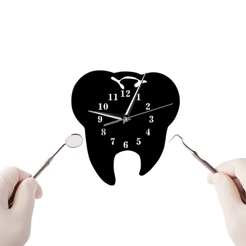Creative Acrylic Mirror Tooth Wall Clock Modern Minimalist Silent Wall Clock For Living Room Bedroom Office Home Decor