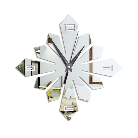 DIY Acrylic Mirror Wall Clock 3D Geometric Abstract Design Silent Quartz Clock Modern Home Decor Living Room Wall Sticker