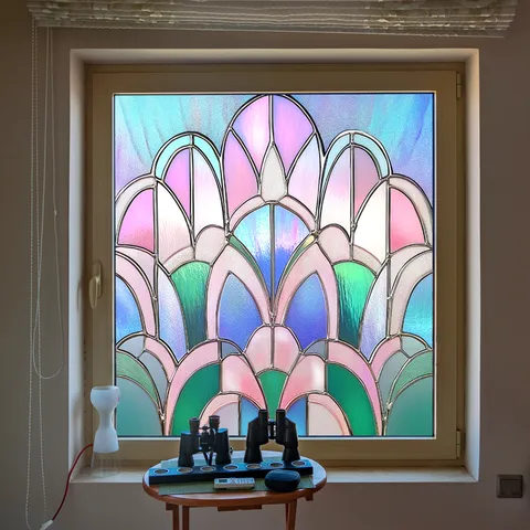 PVC Static Cling Window Film Stained Glass Decorative Window Sticker Geometric Abstract Home Decor Glass Privacy Film