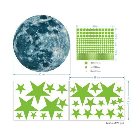 Stickers Muraux Lumineux Lune Et Étoiles Brillent Dans Le Nuit Autocollants Muraux En PVC Fluorescent Pour Chambre D'Enfant Chambre Décoration De Maison