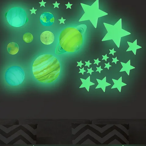 Stickers Muraux Étoiles et Lune Lumineux dans le Noir Autocollants de Étoiles Fluorescents en Acrylique pour Plafond de Chambre d'Enfants