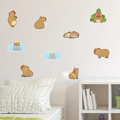 Leuchtender Cartoon Tier Wandaufkleber Glow In The Dark Capybara Süßes PVC Abziehbild Für Kinderzimmer Heimdekoration