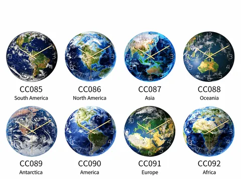 Luminous Earth Wall Clock Acrylic UV Printing Silent Sweep Movement Planet Clock For Bedroom Living Room Home Decor