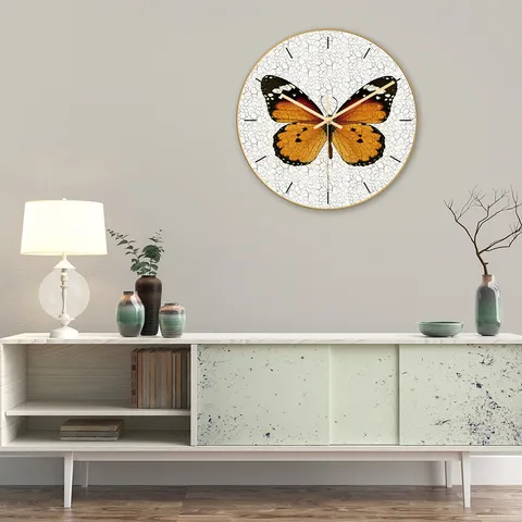 Orologio da Parete Moderno in Acrilico Movimento Silenzioso Motivo Farfalla Screpolata Per Soggiorno Ufficio Decorazione Casa