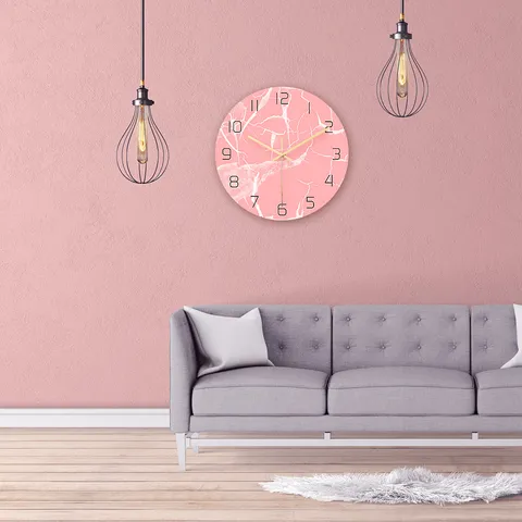 Kreative Minimalistische Rosa Marmor Wanduhr Acryl Leises Uhrwerk Hängende Uhr Für Wohnzimmer Büro Heimdekoration