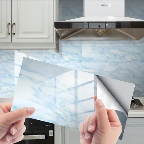 Pegatinas Impermeables de Azulejos de Mármol PVC Adhesivos de Pared Papeles Pintados Removibles Para Cocina Baño Decoración del Hogar