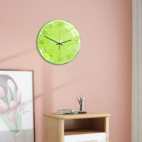 Creative Lime Slice Acrylic Wall Clock Silent Sweep Movement Modern Round Clock For Living Room Bedroom Home Decor