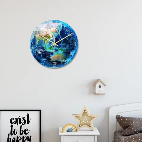 Orologio da Parete Terra Luminosa Acrilico Movimento Silenzioso Decorazione