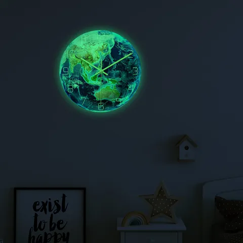 Orologio da Parete Terra Luminosa Acrilico Movimento Silenzioso Decorazione