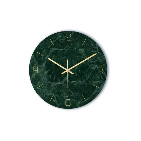 Moderne Acryl Wanduhr Grüne Marmorstruktur Leise Dekorative Hängende Uhr Für Wohnzimmer Büro Dekor