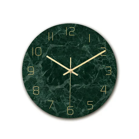 Orologio da Parete in Acrilico Moderno Minimalista Lusso Motivo Marmo Verde Movimento Silenzioso Orologio Decorativo Per Soggiorno Casa