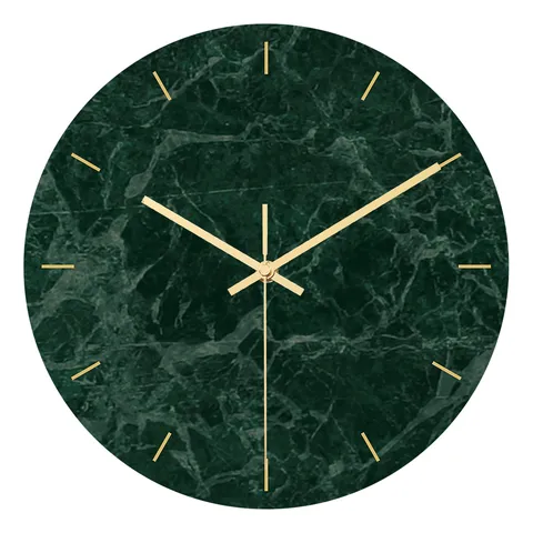 Orologio da Parete in Acrilico con Marmo Verde Scuro Moderno Movimento Silenzioso Orologio Decorativo Per Soggiorno Ufficio