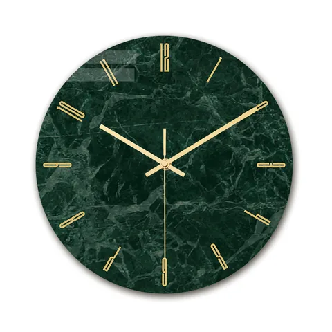 Orologio da Parete Creativo Minimalista Marmo Verde Acrilico Stampato UV Movimento Silenzioso Per Soggiorno Ufficio Arredamento