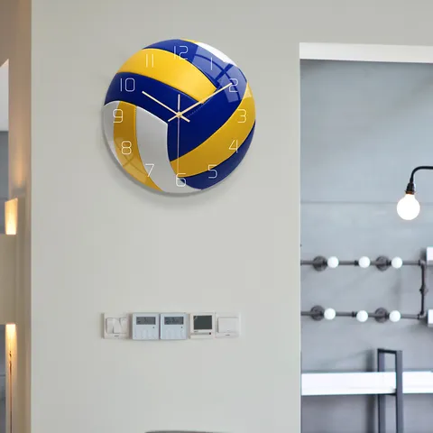 Volleyball Wall Clock Silent Quartz Movement Acrylic Round Decorative Clock For Living Room Bedroom Office Home Decor
