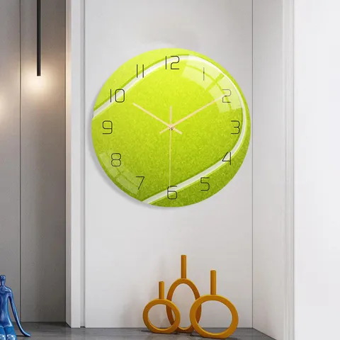 Orologio da Parete in Acrilico con Palla da Tennis Movimento Silenzioso Design Palla Sportiva Orologio Decorativo per Soggiorno Camera da Letto