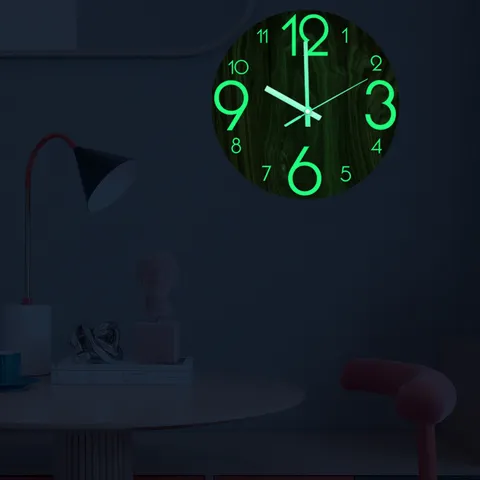 Plastic Luminous Wall Clock Silent Movement Glow In The Dark Digital Wall Clock For Living Room Bedroom