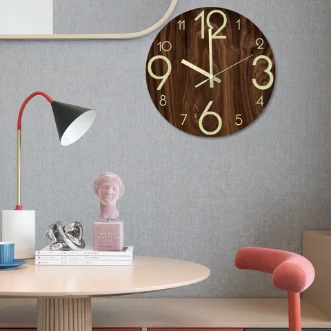 Plastic Luminous Wall Clock Silent Movement Glow In The Dark Digital Wall Clock For Living Room Bedroom