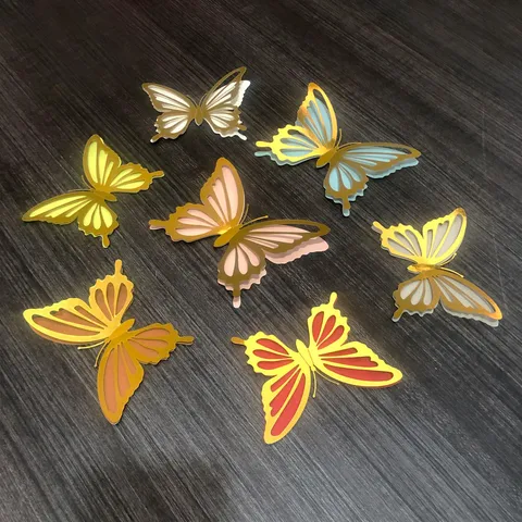 3D Metallic Texture Hollow Butterfly Wall Stickers Double Layer DIY Home Decor Decals For Living Room Bedroom Wall Art